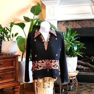 One of a Kind Embroidered blouse sz medium